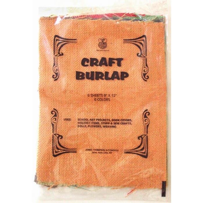 Thompson Decorator Burlap Sheets, 9 x 12 Inches, Assorted Colors, Set of 6