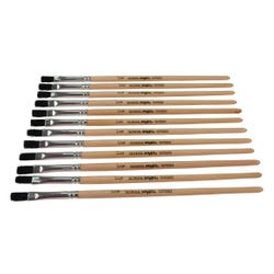 School Smart Black Bristle Paint Brushes, Short Handle, 1/4 Inch, Set of 12
