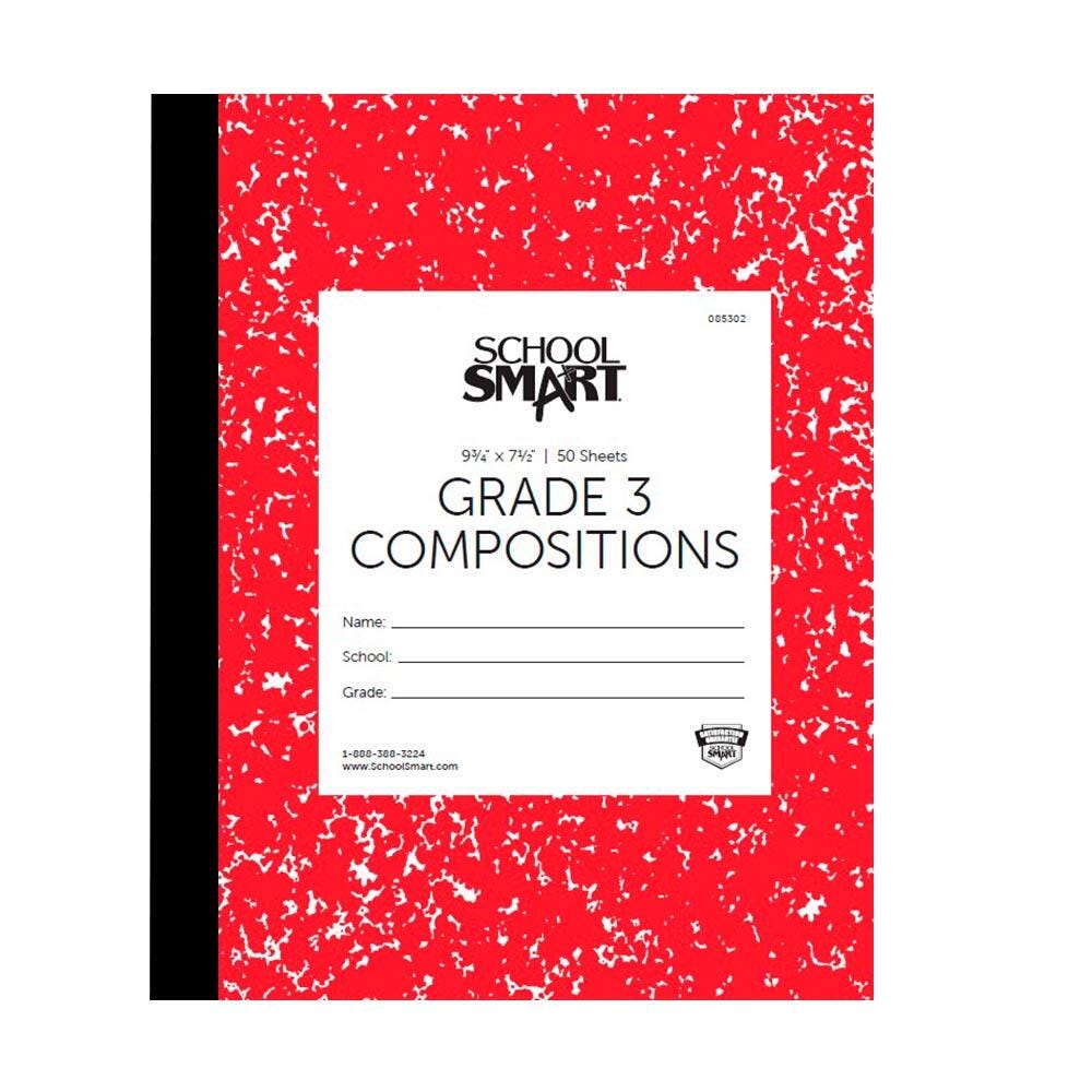 School Smart Skip-A-Line Ruled Composition Book, Grade 3, Red, 50 Sheets/100 Pages 085302