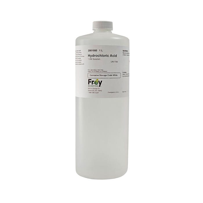 Frey Scientific Hydrochloric Acid, 1.0M Solution, Lab Grade, 1 Liter, Pack of 2