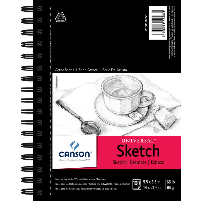 Canson Artist Series Sketch Pad, 5-1/2 x 8-1/2 Inches, 65 lb, 100 Sheets