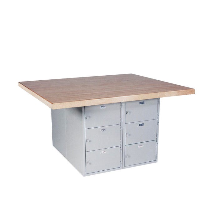 Montisa 4 Station Workbench with 12 Horizontal Lockers