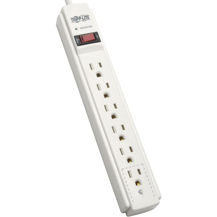 Tripp Lite 6-Outlet Surge Protector, 6 Foot Cord, 790 Joules, Light Gray