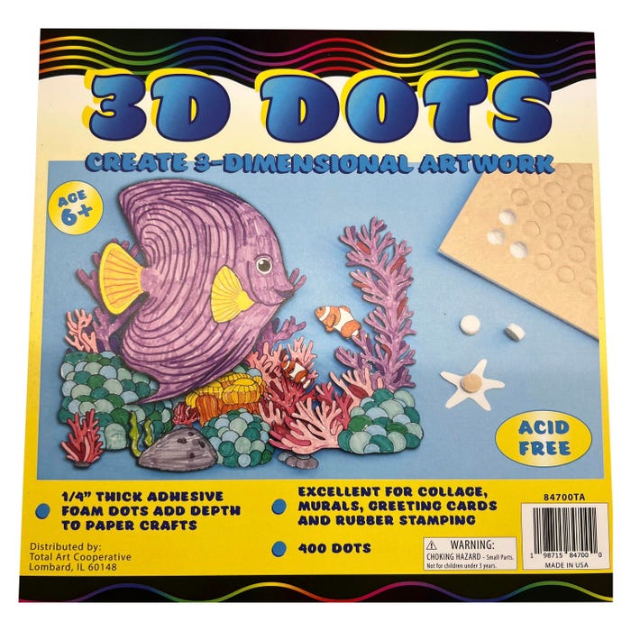 3D Dots Double-Sided Adhesive Foam Dots, 1/4 x 1/2 Inch, Pack of 400