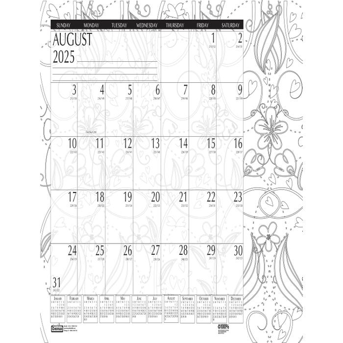 House of Doolittle Recycled Academic Desk Pad Calendar, August 2025-July 2026, 18-1/2 x 13 Inches, Doodle Theme