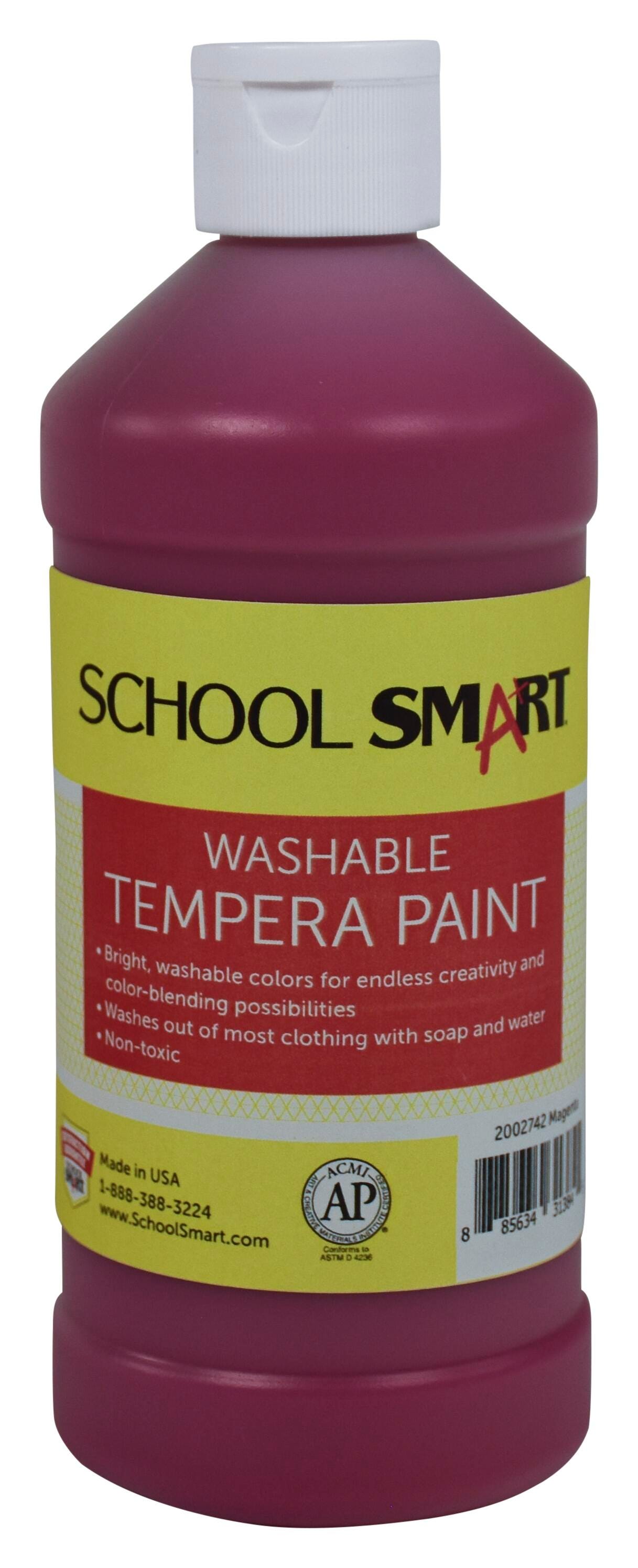 School Smart Washable Tempera Paint, Magenta, 1 Pint Bottle Item Number 2002742