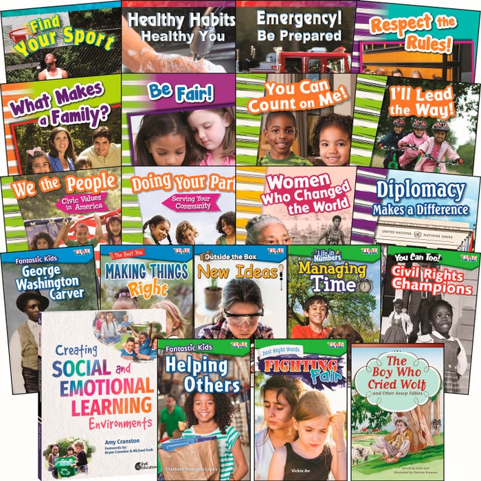 Teacher Created Materials Essential Classroom Bin For SEL, 20-Book Set with Professional Book, Grades 2 to 3