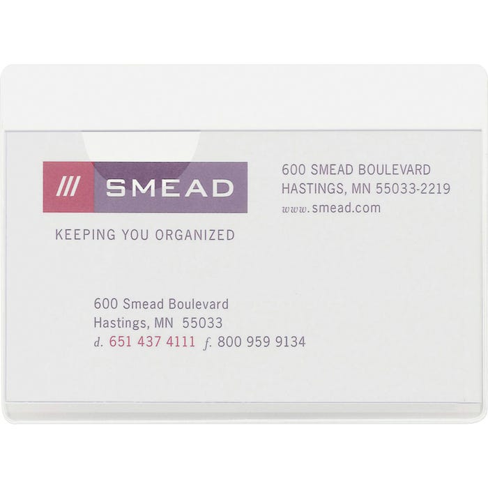 Smead Poly Non-Glare Self-Adhesive Pocket, 4 x 3, Clear, Pack of 100