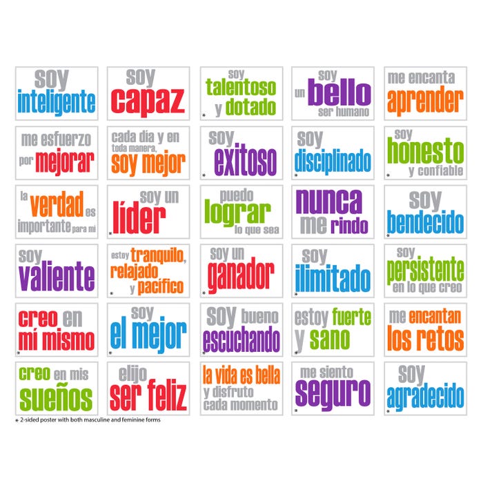 Inspired Minds Spanish Posters, 11 x 17 Inches, Assorted, Set of 30