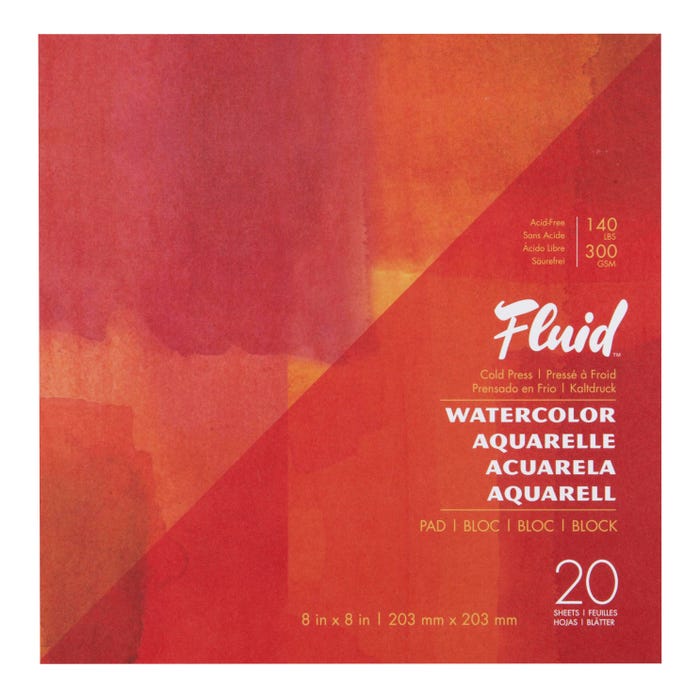 Speedball Fluid Cold Press Watercolor Pad, 8 x 8 Inches, 20 Sheets