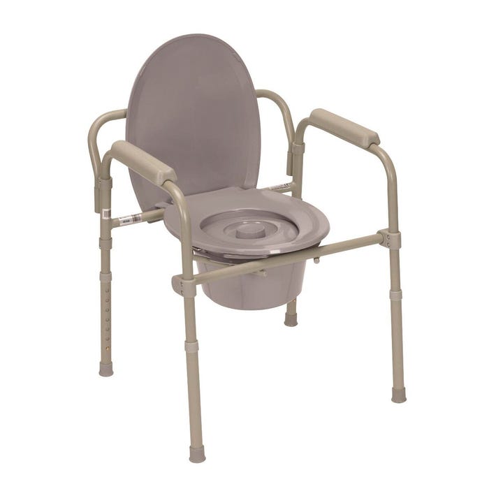 Commode, Fixed Arms, Aluminum, Adjustable Height