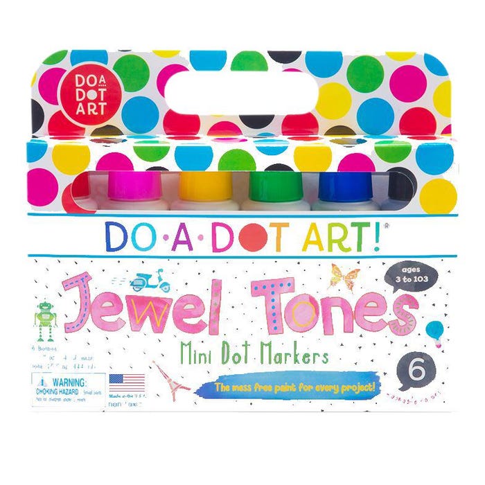 Do-A-Dot Art Paint Washable Markers, Mini Dauber Tip, Assorted Jewel Tones, Set of 6
