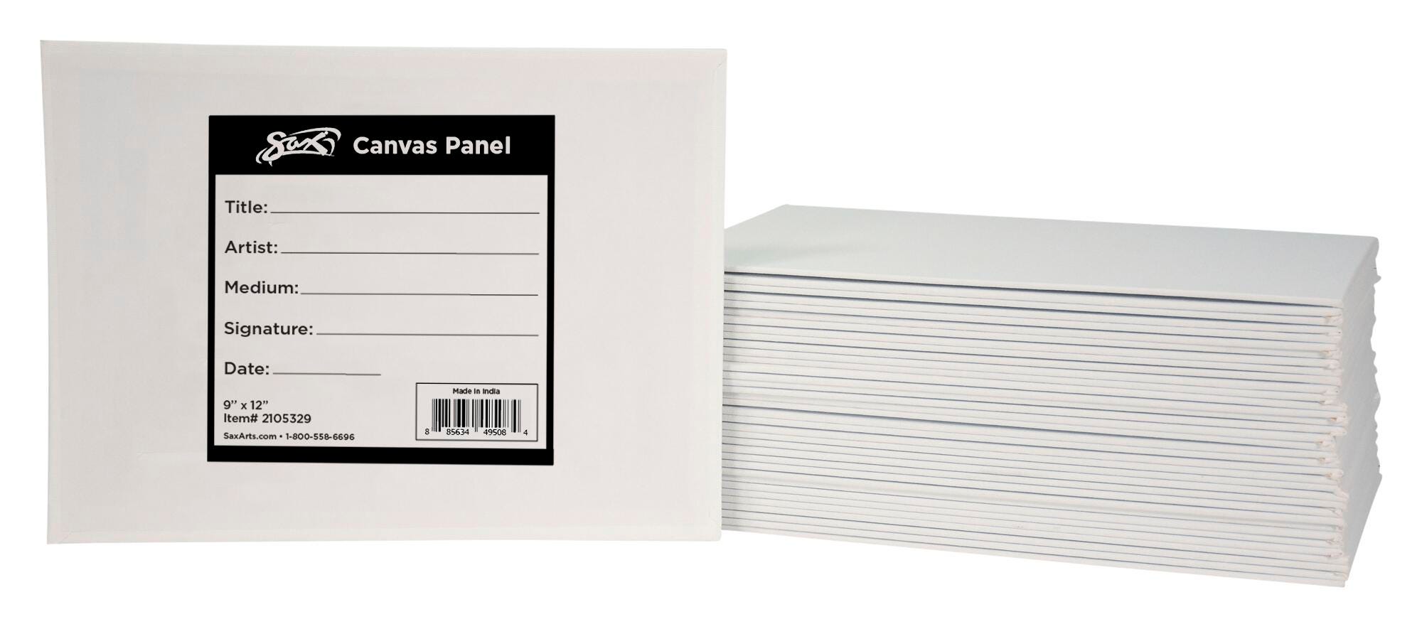 Sax Genuine Canvas Panels, 9 x 12 Inches, White, Pack of 36 2105329