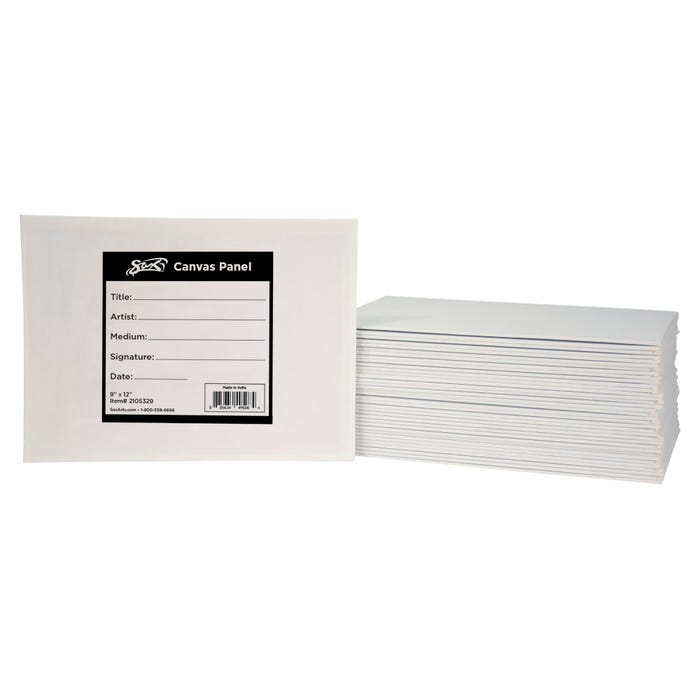 Sax Genuine Canvas Panels, 9 x 12 Inches, White, Pack of 36
