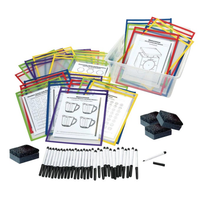 Top Loading Dry Erase Pocket Classroom Kit, Assorted Colors, Set of 90