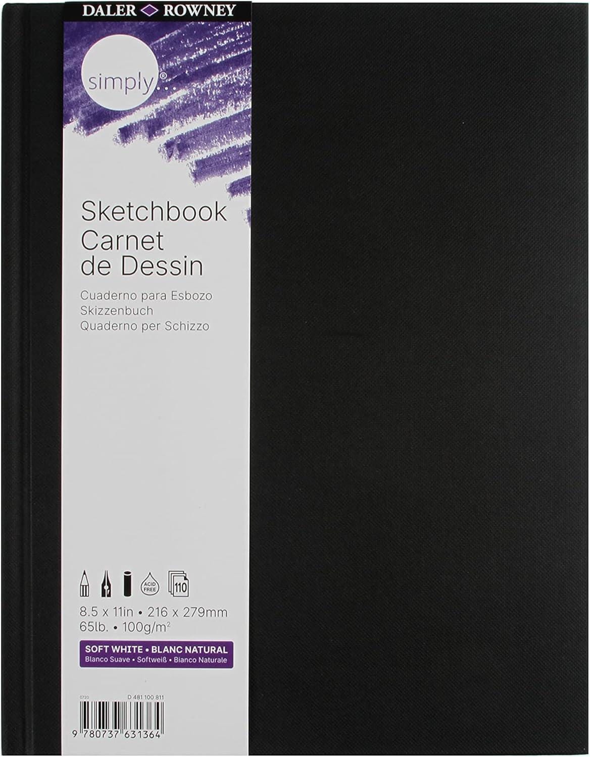 Daler-Rowney Hardbound Sketchbook, 8-1/2 x 11 Inches, 65 lb, 110 Sheets, Pack of 6, Soft White 2160634