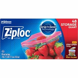 Ziploc Grip 'n Seal Storage Bags, 1 Quart, 48 Count