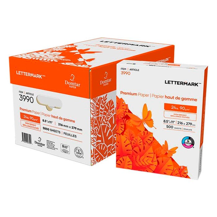 Lettermark Premium Copy Paper, 8-1/2 x 11 Inches, White, 24 lb, 5000 Sheets