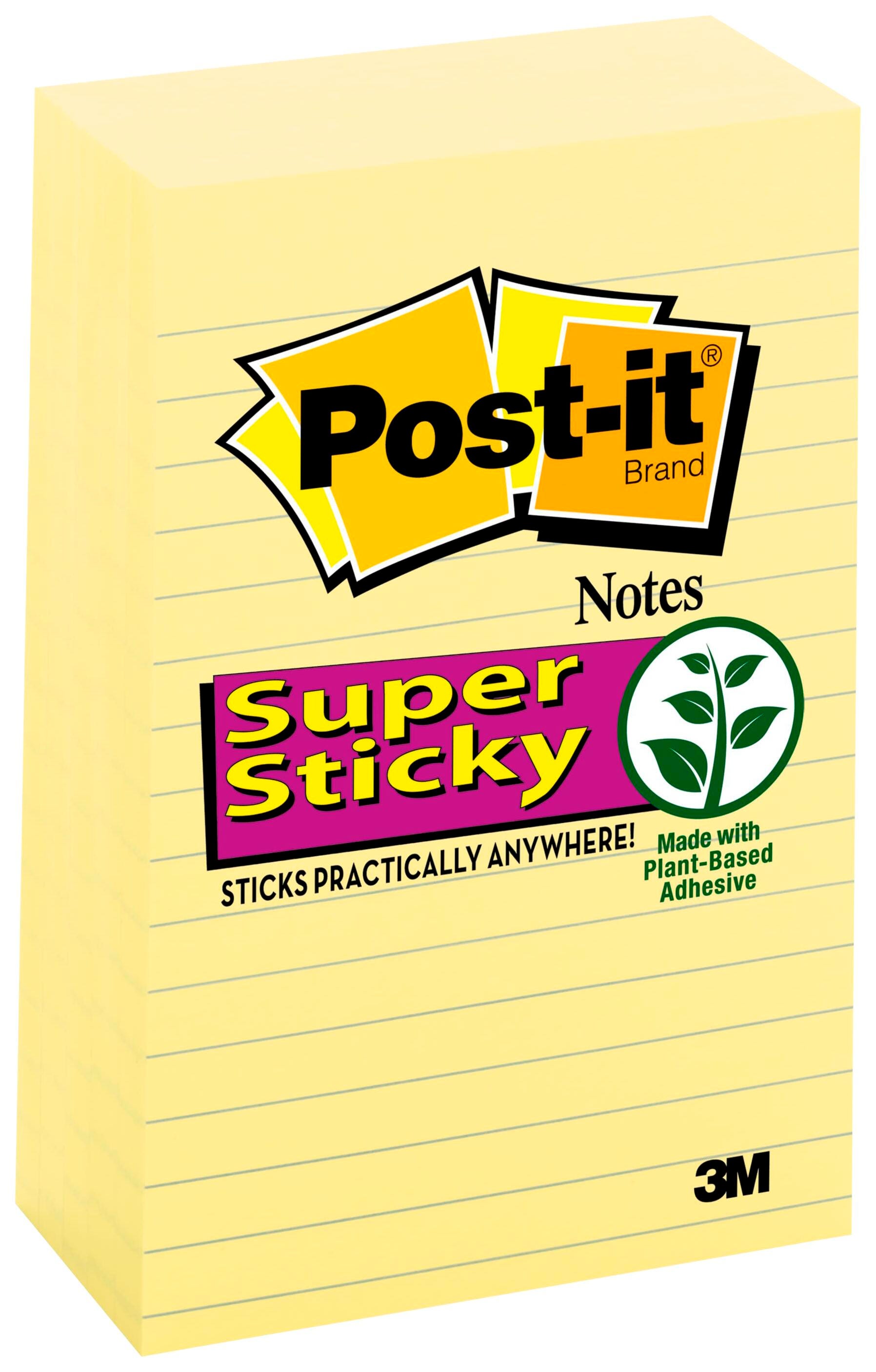Image for Post-it Sticky Notes, 4 x 6 Inches, Canary Yellow, 5 Pads with 90 Sheets from School Specialty