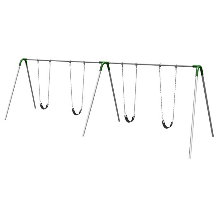 UltraPlay Bipod Double Bay Swing, Galvanized Frame, 4 Strap Seats, Green Yoke Connectors, 198 x 96 x 96 Inches