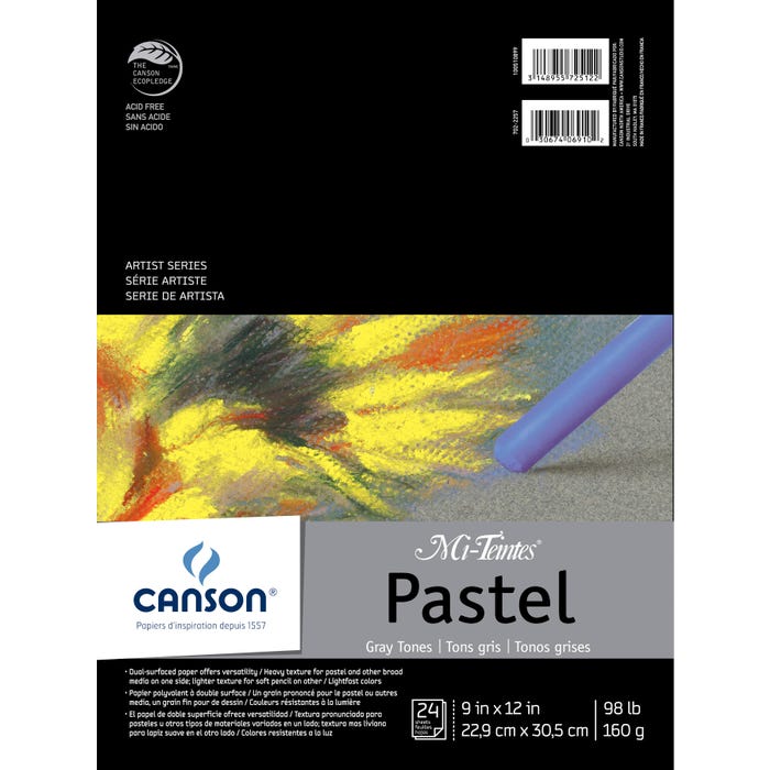 Canson Mi-Teintes Drawing Pad, 9 x 12 Inches, Gray, 24 Sheets