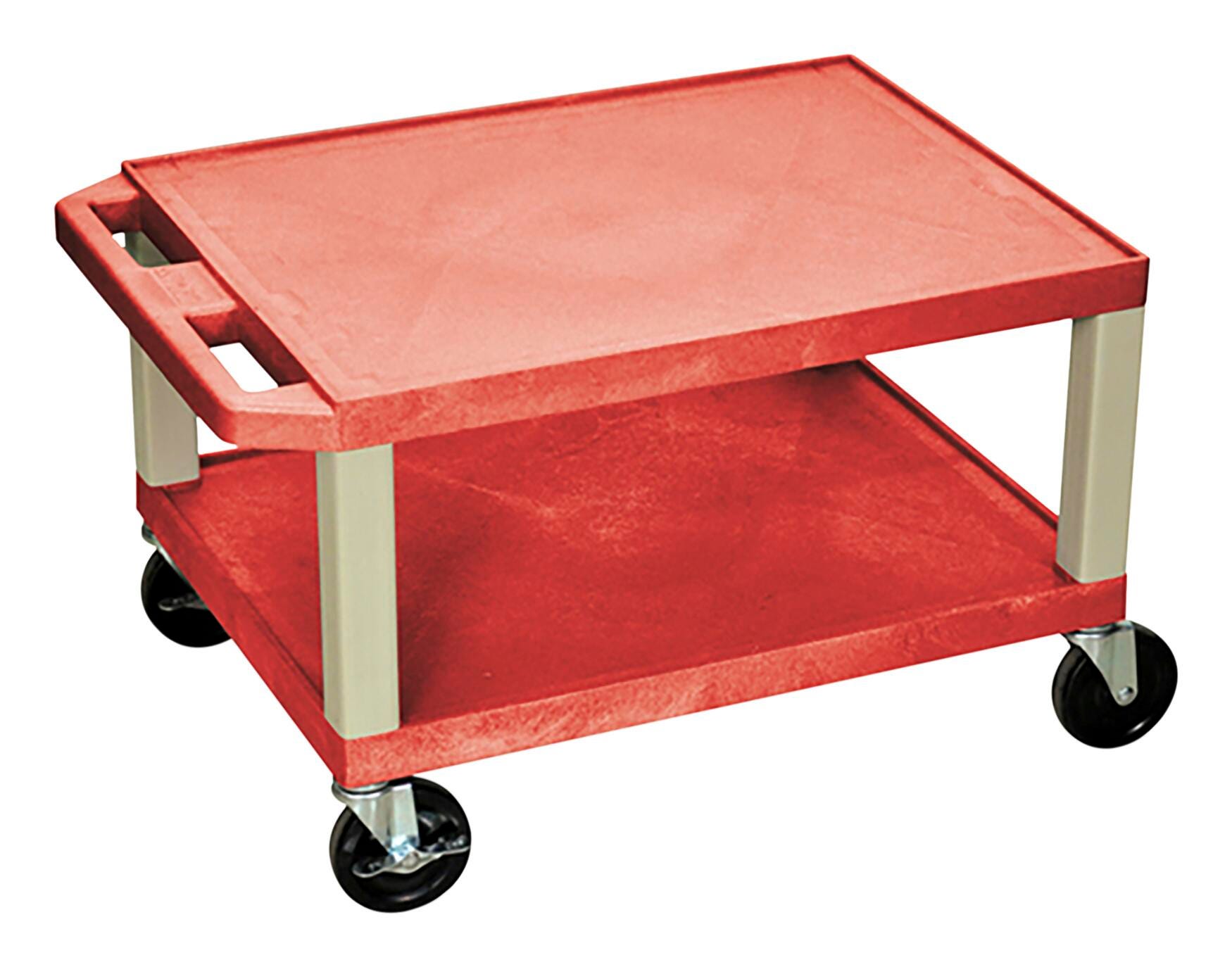 Image for Luxor 2-Shelf Tuffy Cart, Red Shelves, Putty Legs, 24 x 18 x 16 Inches from School Specialty
