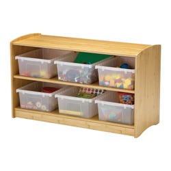 Copernicus Bamboo Shelving Unit, 40 x 16-1/2 x 24 Inches, Clear Tubs, Item Number 2106482