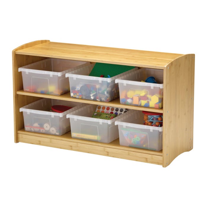 Copernicus Bamboo Shelving Unit, 40 x 16-1/2 x 24 Inches, Clear Tubs