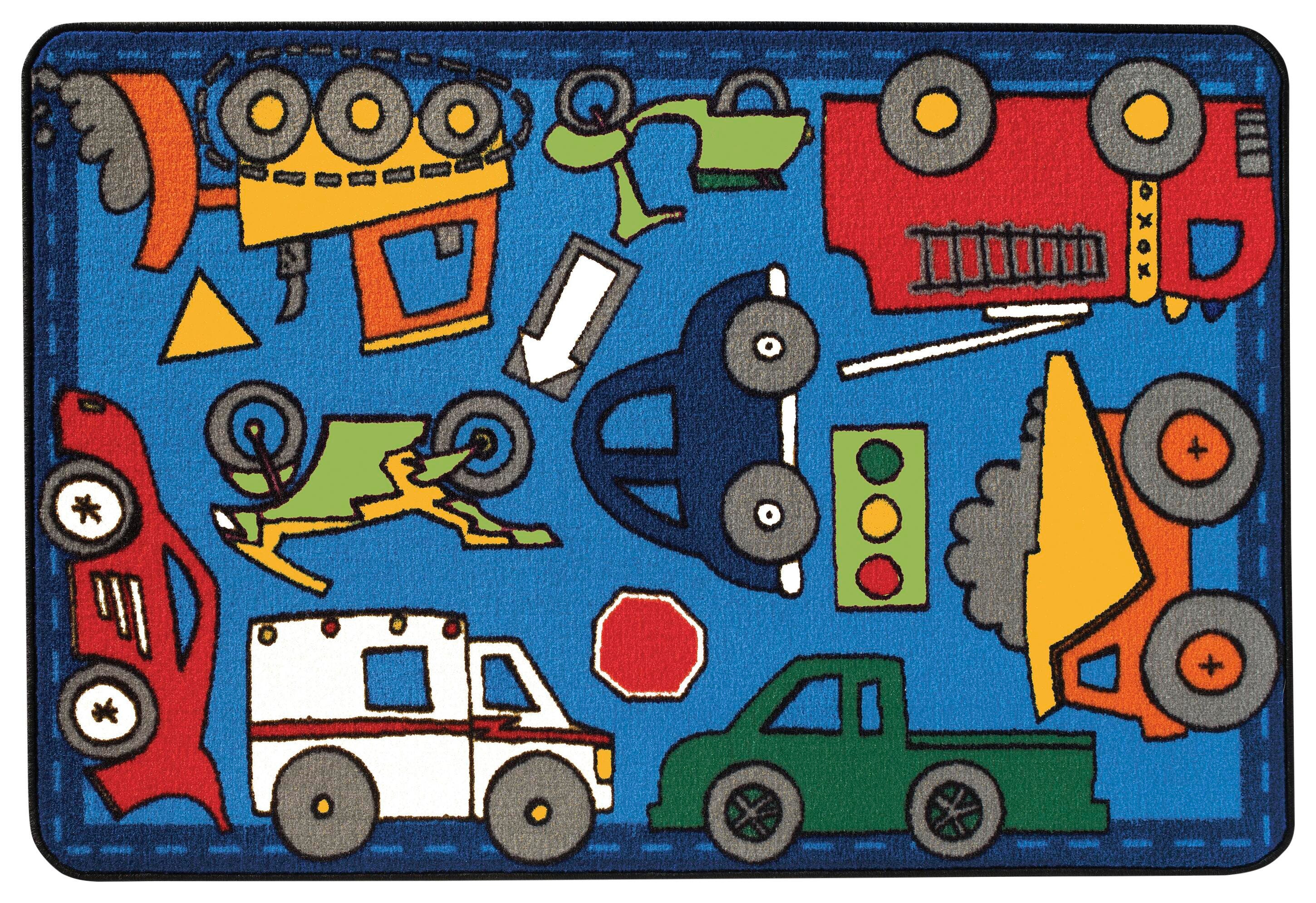 Carpets for Kids KID$Value Wheels On the Go Carpet, Rectangle 4002339