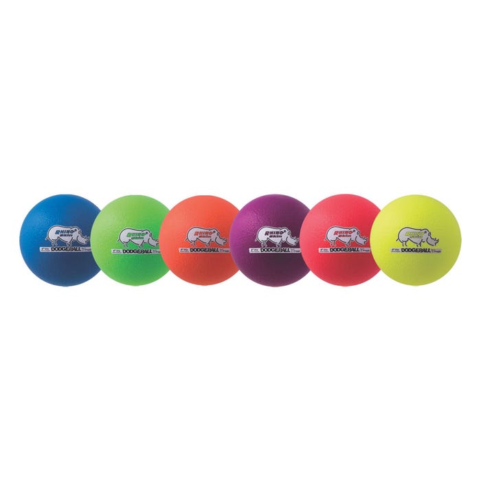 Champion Sports Rhino Skin Dodgeballs, 6-3/10 Inches, Assorted Neon Colors, Set of 6