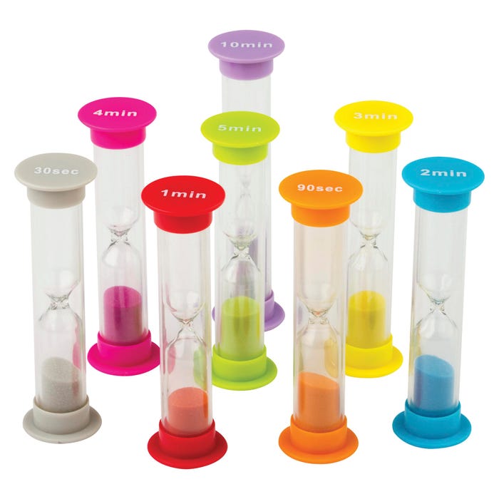 Teacher Created Resources Small Sand Timers, Assorted Colors and Time, Pack of 8