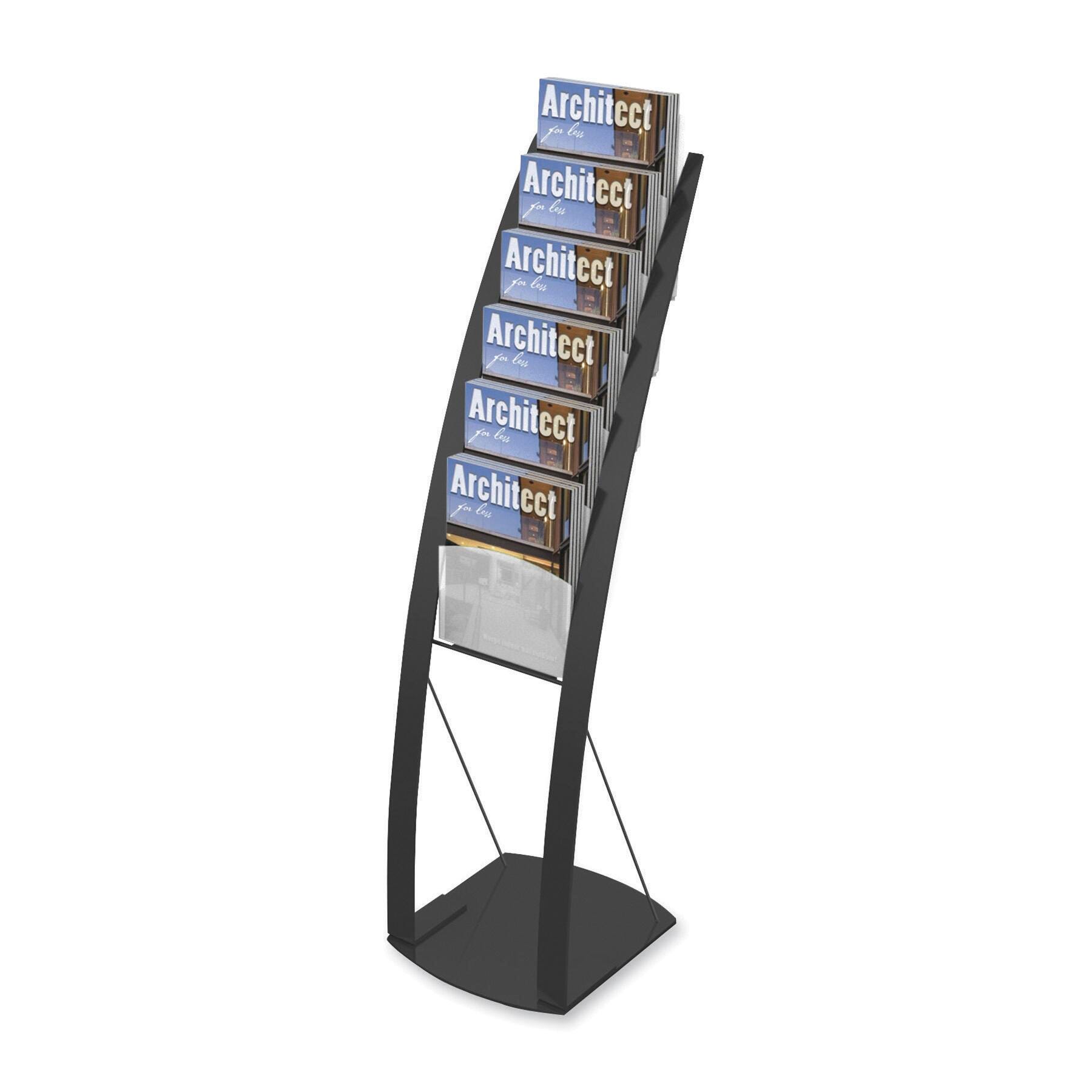 Deflecto Contemporary Literature Floor Stand, Black, 13 x 16-1/2 x 49 Inches 1378539