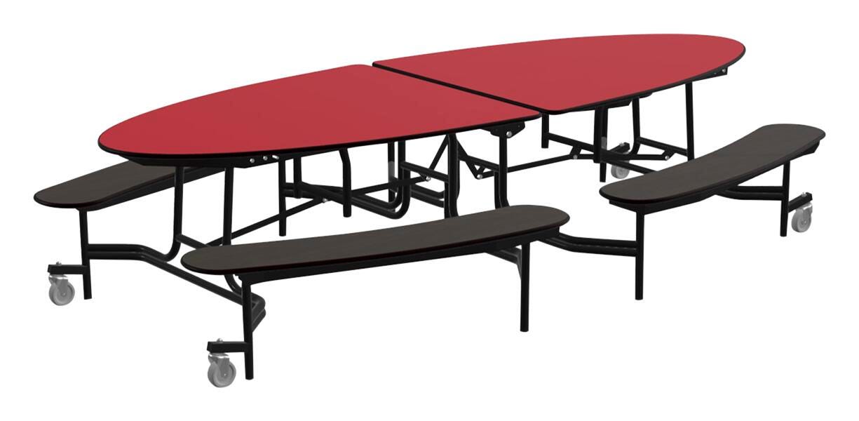 Classroom Select Mobile Table with Benches, Elliptical, 10 Feet 4001241