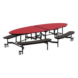 Classroom Select Mobile Table with Benches, Elliptical, 10 Feet 4001241