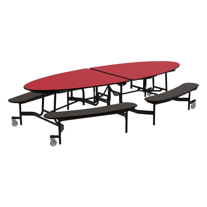 Classroom Select Mobile Table with Benches, Elliptical, 10 Feet