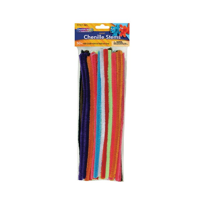 Creativity Street Giant Chenille Stems, 1/2 x 12 Inches, Assorted Colors, Set of 50
