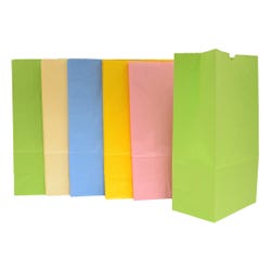 School Smart Flat Bottom Paper Bag, 6 x 11 Inches, Assorted Pastel Color, Pack of 28 085624
