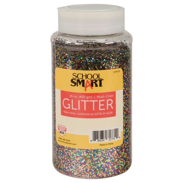 School Smart Craft Glitter, 1 Pound Jar, Multi-Color