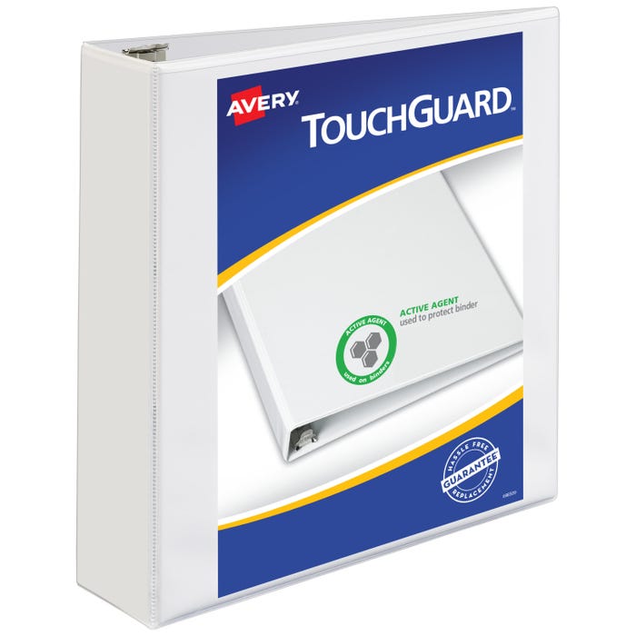 Avery TouchGuard Protection Non-Stick View Binder, 2 Inch, Slant Ring, White