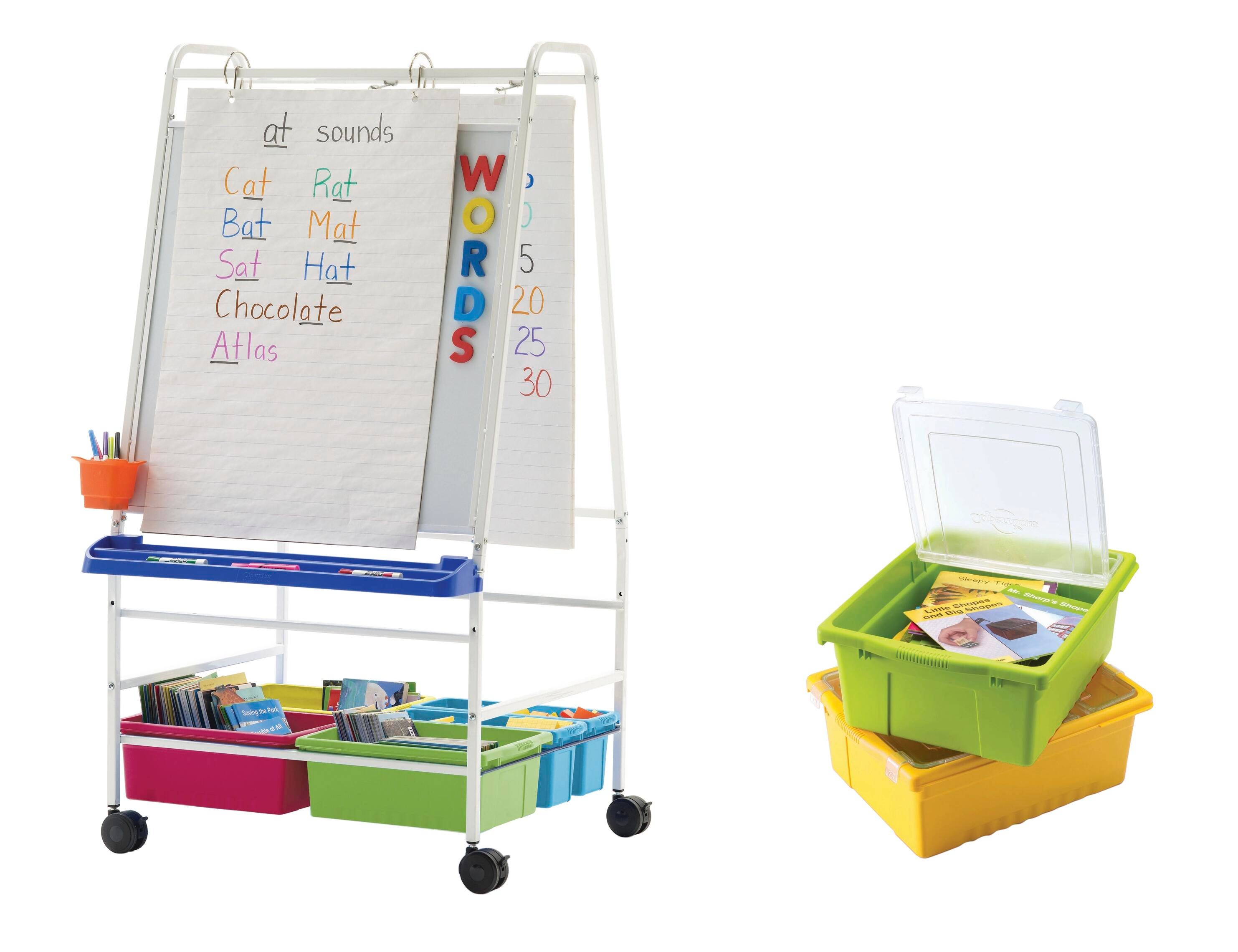 Copernicus Basic Reading Writing Center with Vibrant Tubs and Lids, 33 x 27 x 59 Inches, Item Number 2096414