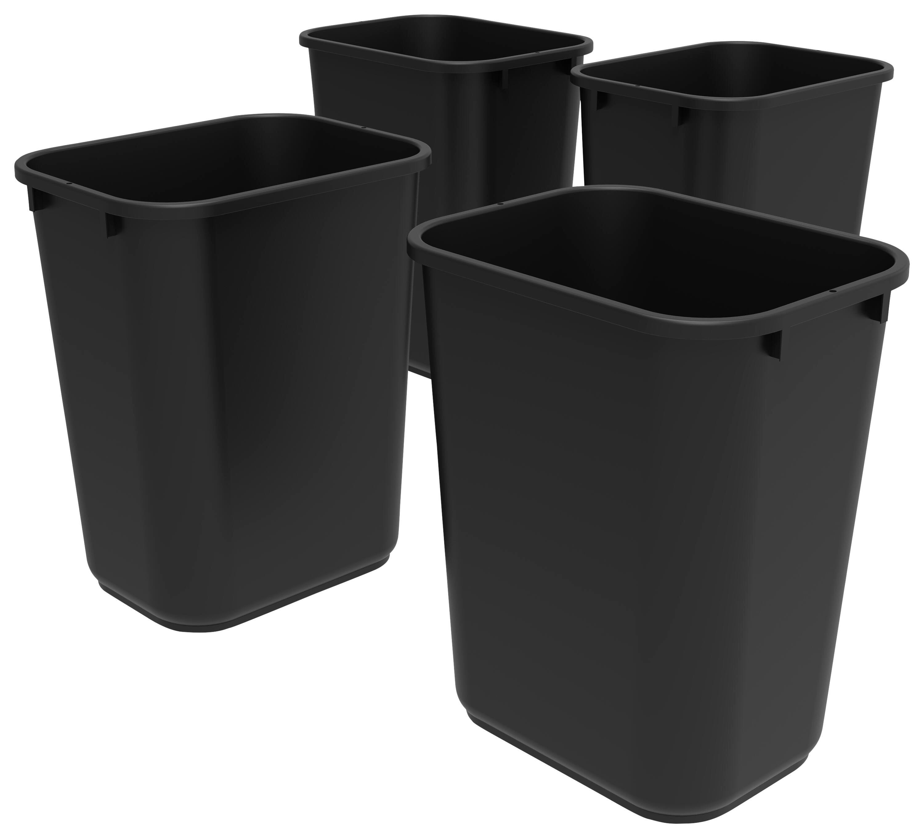 School Smart Indoor Waste Basket, 40 Quart, Black, Case of 4 2011698