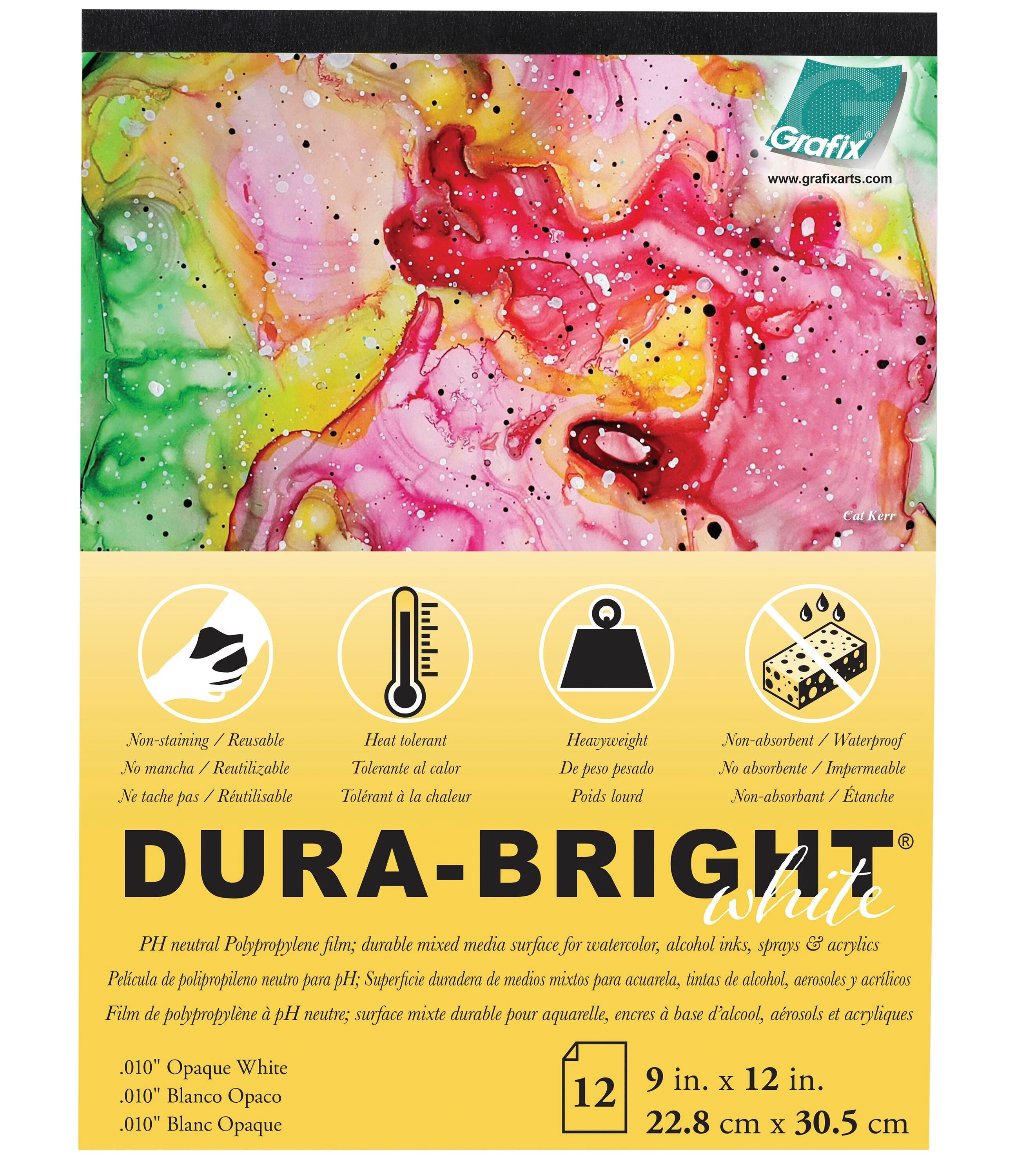 Grafix Dura-Bright Film, Opaque White, 9 x 12 Inch Pad, 0.010 Inch Thickness, 12 Sheets 2132671