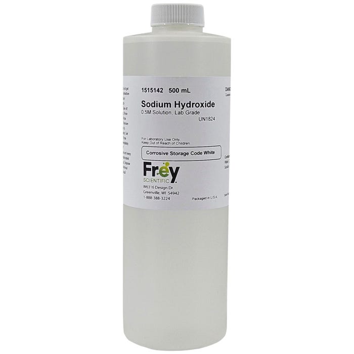 Frey Scientific Sodium Hydroxide, 5M Solution, Lab Grade, 500mL