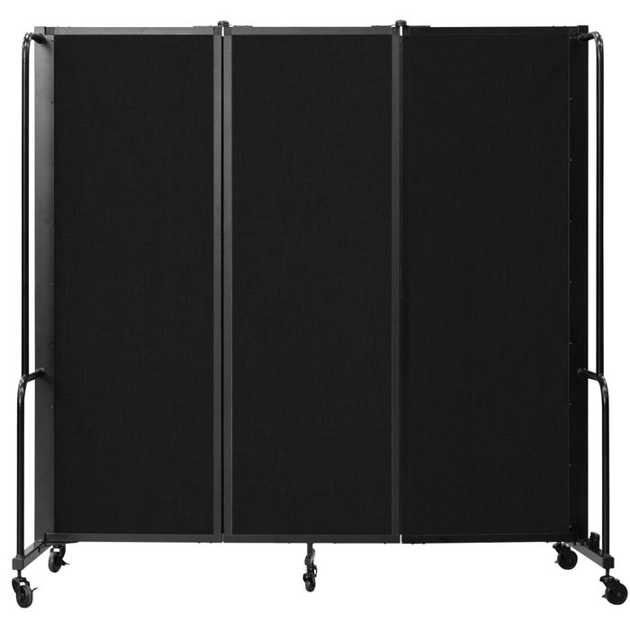 National Public Seating Room Divider, 3 Panels, Black Frame, 6 Feet