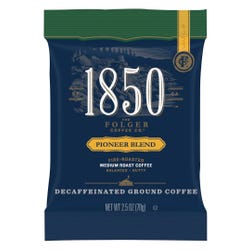 Folgers 1850 Pioneer Blend Decaf Ground Coffee Pouches, 2.5 Ounces, Pack of 24, Item Number 2026028