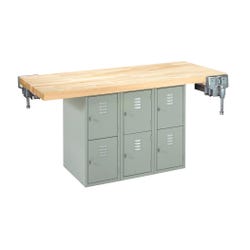Diversified Woodcrafts 2 Station 6 Locker Workbench with 2 Vises 4000670