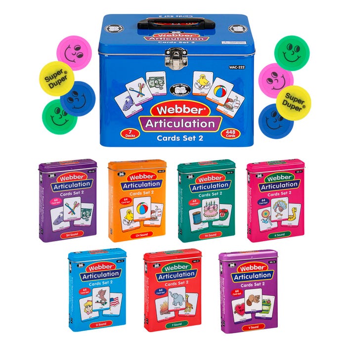 Super Duper Webber Articulation Cards with Illustrations, Set 2 for SH, CH, TH, F, V, K, and G