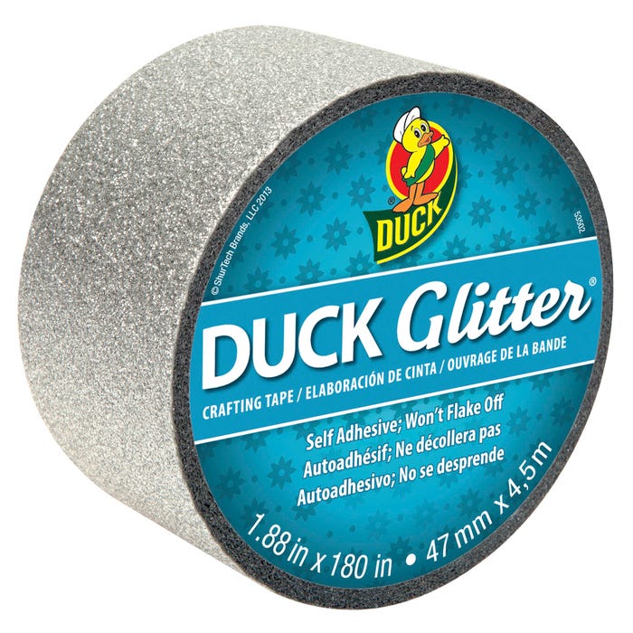Duck Brand Duct Glitter Adhesive Tape, 1-7/8 Inches x 5 Yards, Silver
