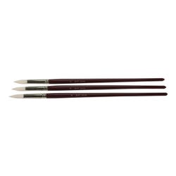 Sax Optimum White Synthetic Taklon Paint Brushes with Long Handles, Round Type, Size 8, Set of 3 1567538