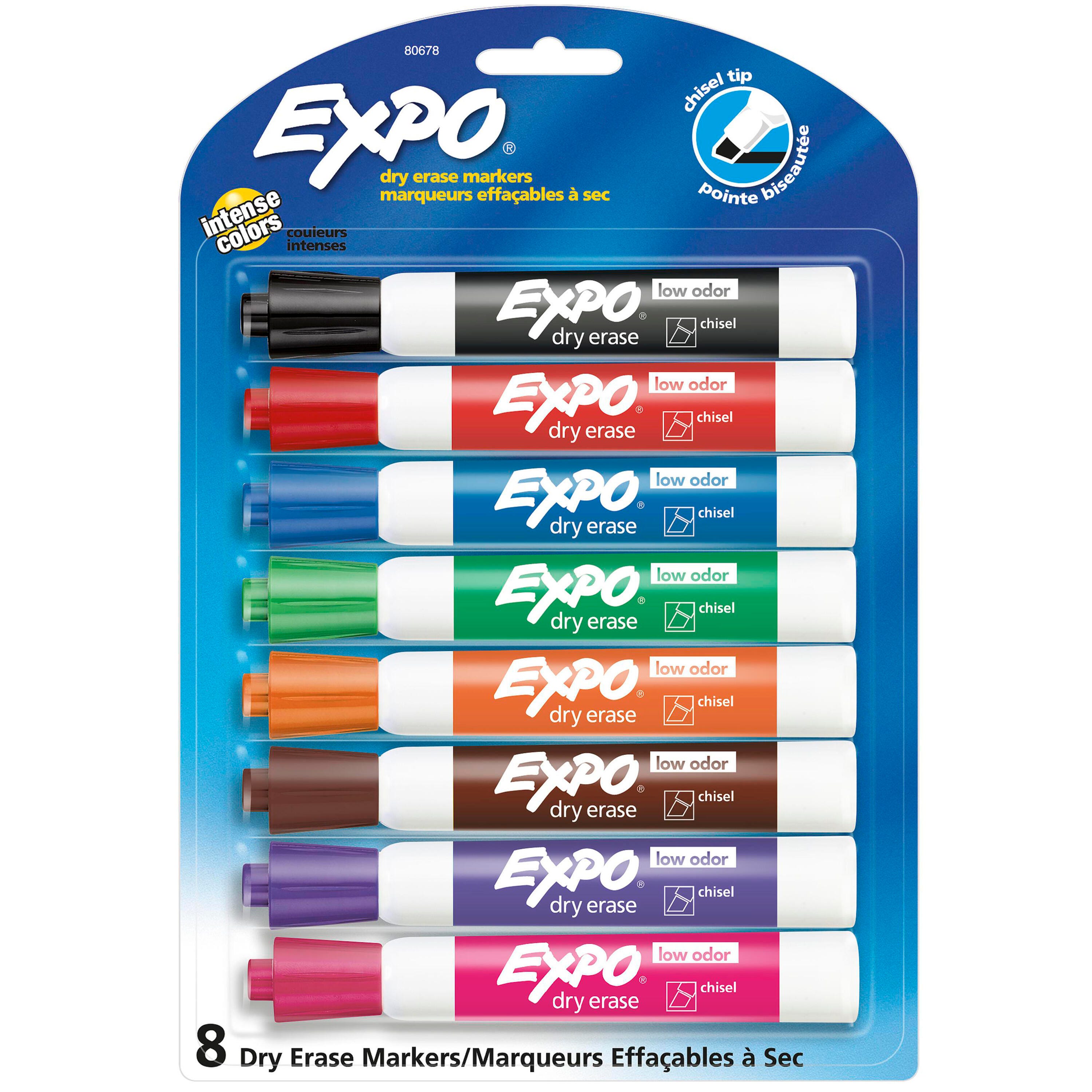 Image for EXPO Low Odor Dry Erase Markers, Chisel Tip, Assorted Colors, Set of 8 from School Specialty